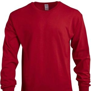 Gildan’s Men’s Red Long Sleeve Tshirt, Size Medium
